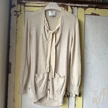 3.1 필립림 얇은 소재 롱 기장 가디건 리본