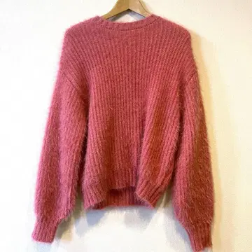 AuntieRoseHoliday 라메 페더얀 볼륨 니트 핑크