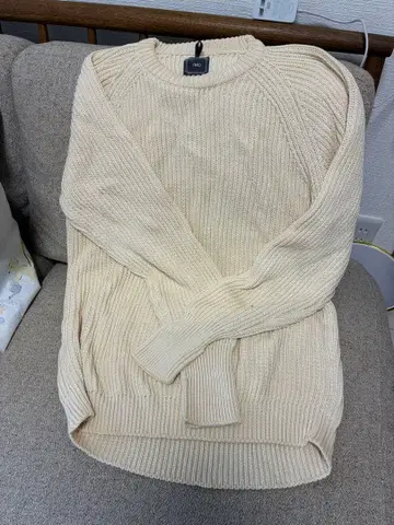 [ 품절 가격 ] GRAY 코튼 리브 스웨터 46 크림색