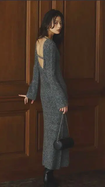 anuans 그레이 니트 원피스