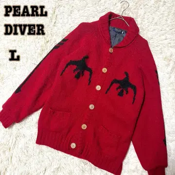 펄 다이버 니트 자켓 카우친 스웨터 L 빨간색 레드