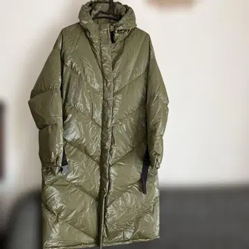 ALYSI 올리브 그린 다운 100% 롱 코트
