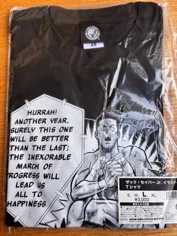 신일본 프로레슬링 만화풍 T셔츠 L 사이즈