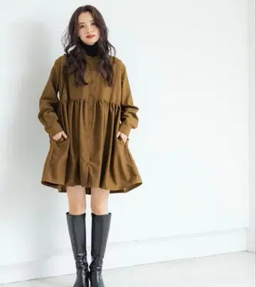 coca 플레어 페플럼 튜닉 브라운 L 사이즈