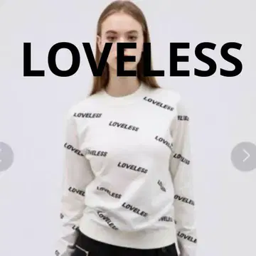 새상품급 LOVELESS 러브리스 로고 프린트 긴팔 스웨터 화이트 34