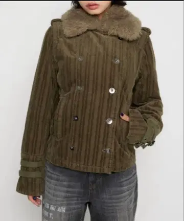 완판 러그 LAGUAGEM 코듀로이 보아 자켓 카키 아우터