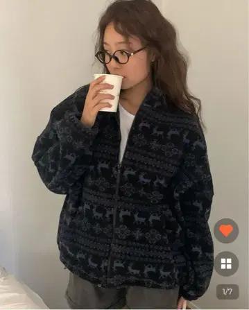 유키하나 노르딕 무늬 플리스 후드티 naeni nugu