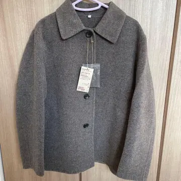 무인양품 울 혼방 더블 페이스 숏코트, 다크 모카 브라운