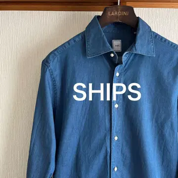 [ 컨디션 최상 ] SHIPS 워시드 인디고 스트레치 데님 셔츠