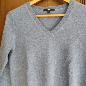 캐시미어 V넥 스웨터 블루 [유니클로]