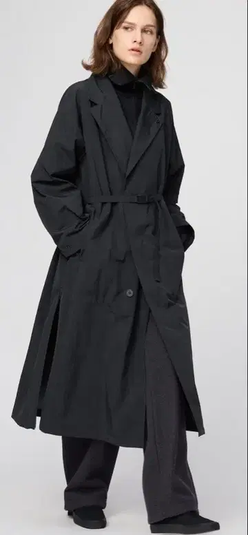 UNIQLO U 스탠 칼라 롱 코트 블랙 유니클로 유