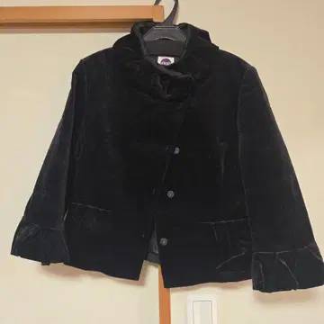 블랙 벨벳 프릴 소매 자켓 hiroko bis