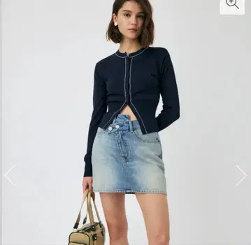 MOUSSY 컬러 스티치 가디건/네이비