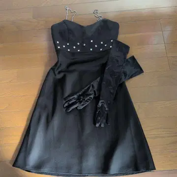 퀸즈 코트 비쥬 블랙 드레스 긴 장갑 세트