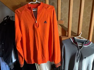 adidas 지퍼 스웨터 오렌지 그레이