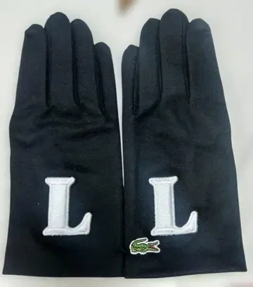 Lacoste L 자수 검은색 장갑