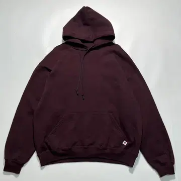 90s 러셀 풀오버 후드티 L 버건디 무지 7574