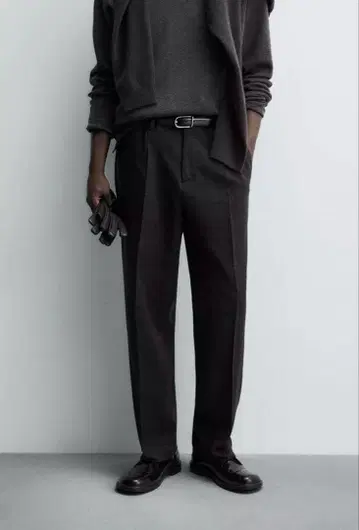 ZARALIMITED EDITION 코튼&울 텍스처 팬츠