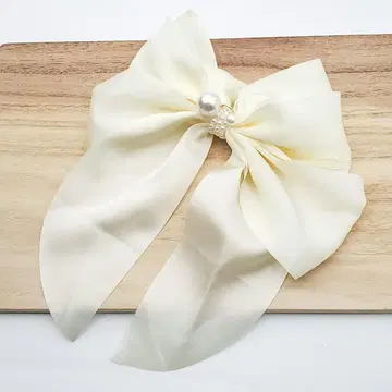 리본 머리핀 화이트 흰색 헤어 액세서리 한국 빅 머리핀