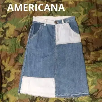 아메리카나 리메이크풍 종아리 기장 데님 스커트 유나이티드 애로우즈