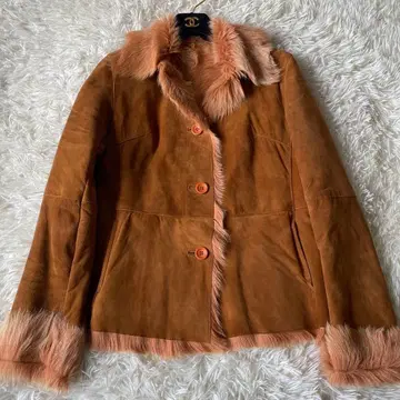 [새상품급] V.O.M 더블 페이스 무스탕 가죽 자켓 브라운 9호