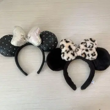 디즈니 머리띠 리본 레오파드 무늬 반짝반짝