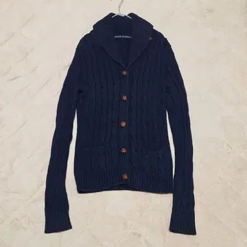 랄프 로렌 케이블 니트 가디건 M 네이비 린넨 면