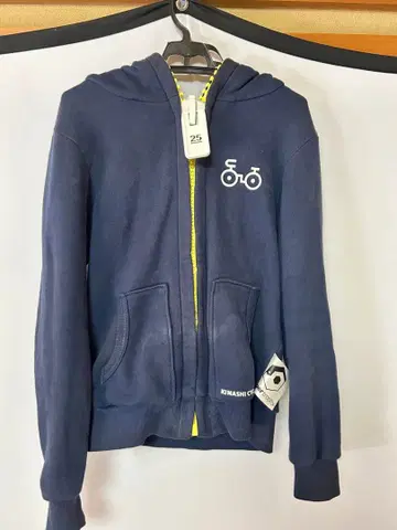 네이비 후드 부착 후드티 자전거 로고 25 사이즈