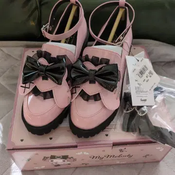 오메카시 텐시 시리즈 마이멜로디 레이스업 리본 통굽 로퍼 S