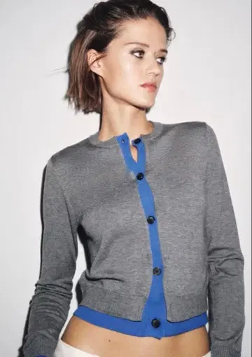 새상품급 ZARA 자라 콤비 니트 가디건 S