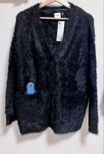 GU 쿠키 몬스터 자수 가디건 XL 블랙