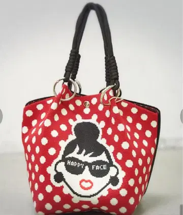 HAPPY FACE 도트 무늬 토트백