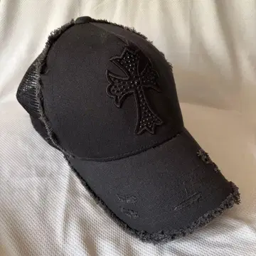 시맨틱 디자인 블랙 크로스 데미지 캡