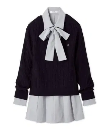 SNIDEL 셔츠 콤비 튜닉 네이비 00