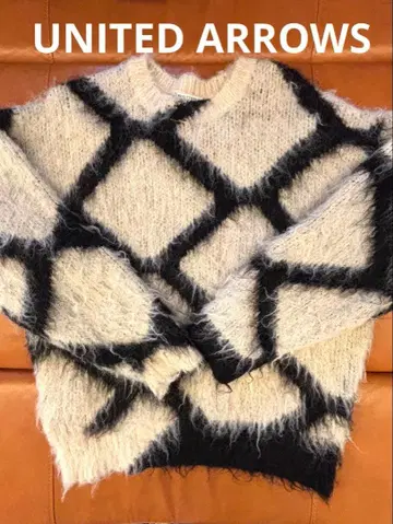 유나이티드 애로우즈 바이컬러 자카드 샤기 니트 풀오버 완판템