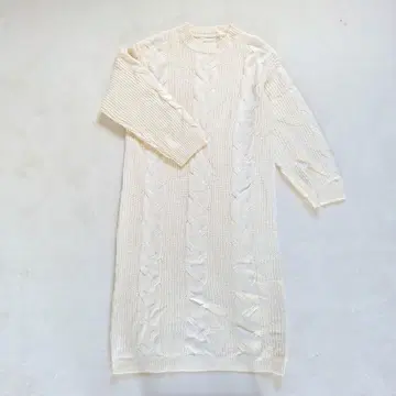 DAZY 아이보리 케이블 짜임 롱 스웨터 S