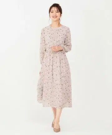 [ anySiS ] 플라워 블룸 퍼프 소매 원피스