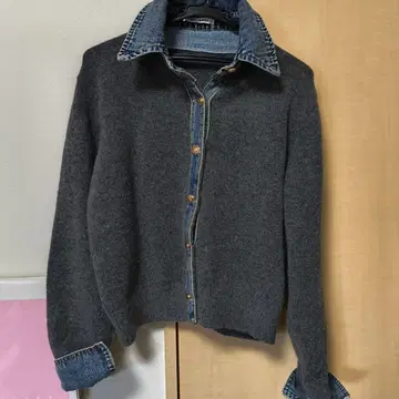 MELANGE 데님 니트 데님 가디건