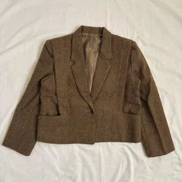 빈티지 테일러드 자켓 숏 기장 브라운 S 레트로 울 100%
