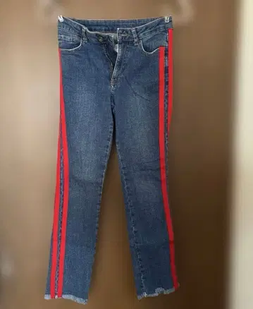 CALZEDONIA 데님 블루 빨간색 스트라이프