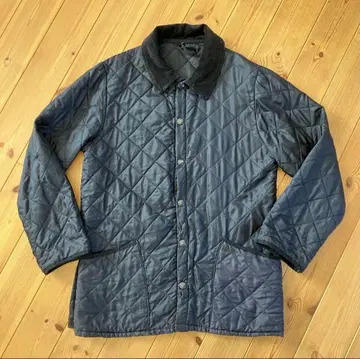 바버 퀼팅 자켓 네이비 코듀로이 옷깃 나일론 사이즈 M~L