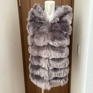 [ 새상품급 ] KONHANFAN 퍼 후드 베스트 그레이