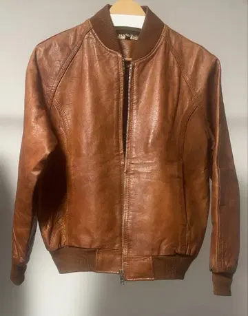 80s 브라운 가죽 봄버 자켓
