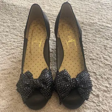 일본제 리본 블랙 하이힐