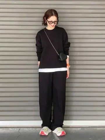 UNIQLO C 맨투맨 와이드 팬츠 블랙 M