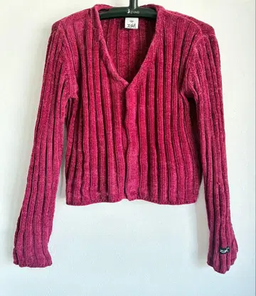 완판템 엑스걸 와인 레드 리브 니트 V넥 가디건