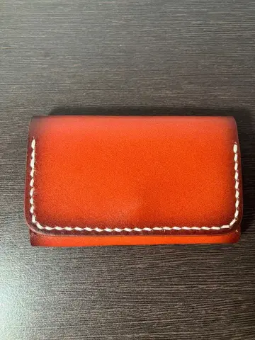 오렌지 가죽 접이식 카드 케이스