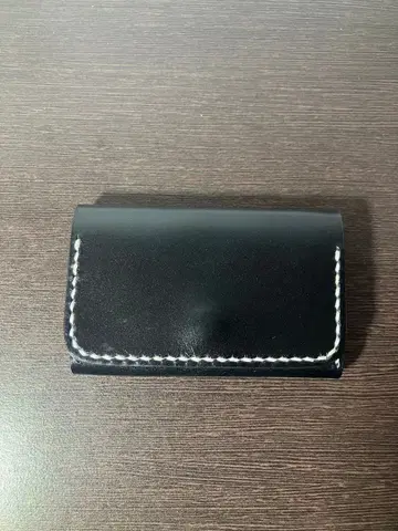 블랙 가죽 이단 접이식 카드 케이스 남성용 여성용