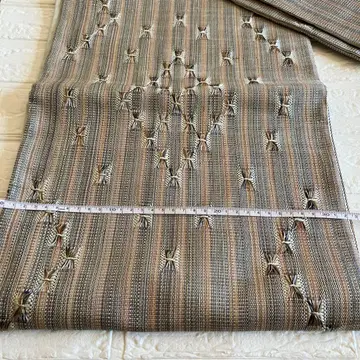 나고야 오비 베이지 계열 스트라이프 자수 약 30cm 폭