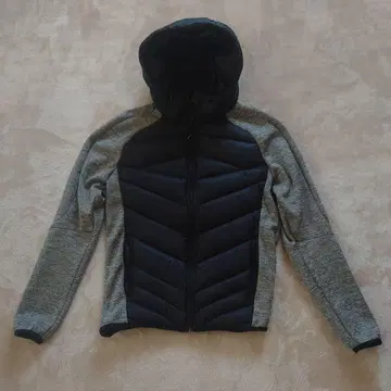 후드 부착 다운풍 자켓 블랙/그레이